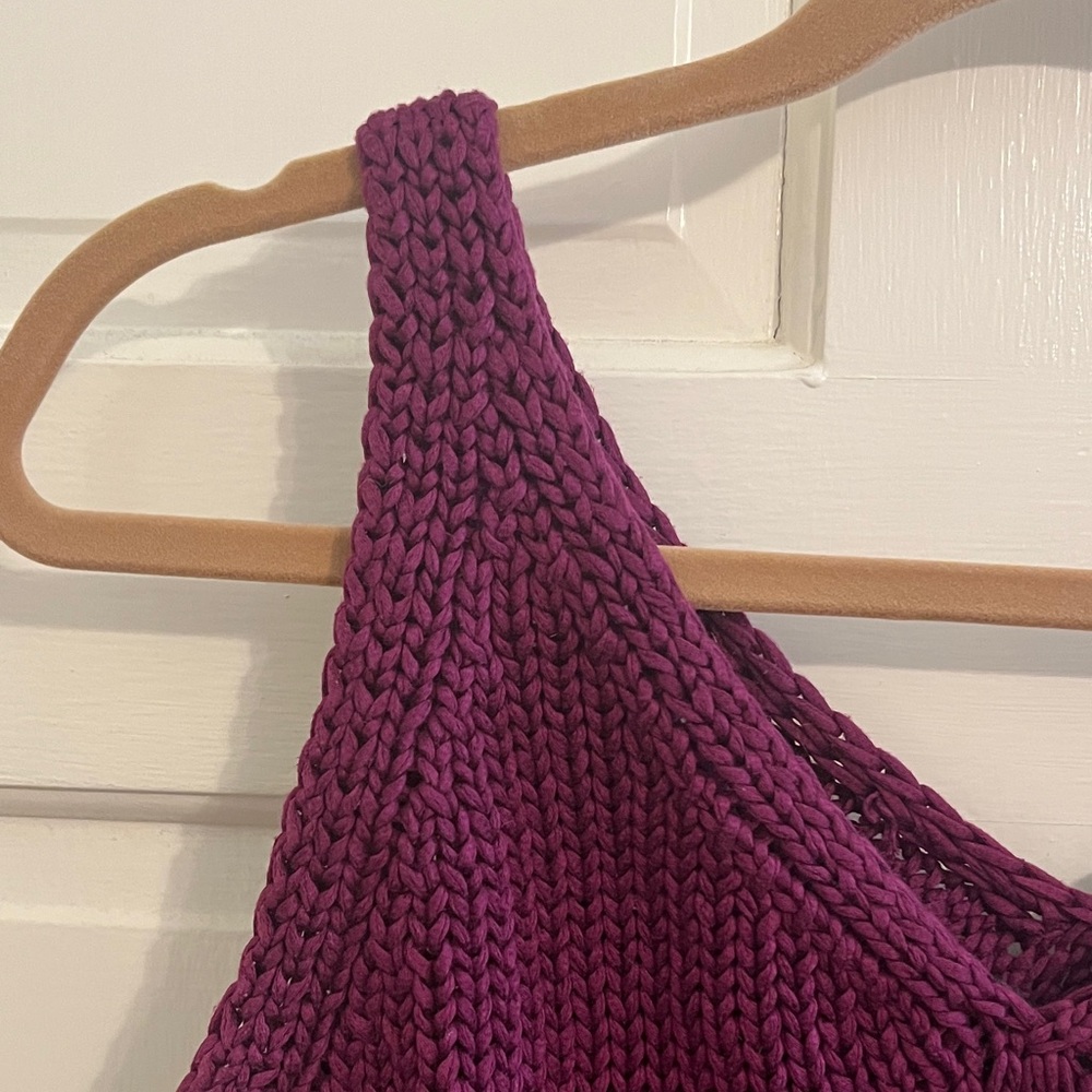 Banana Republic Purple Burgundy Knit 100% Cotton Sweater Tank Vest - Picture 6 of 11